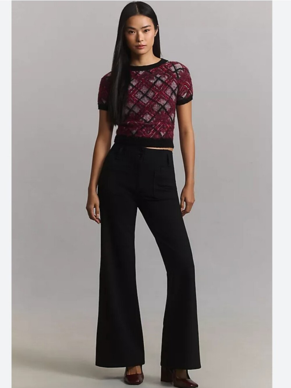 Anthropologie The Junie High-rise Wide Leg Flare Pant by Maeve in Black Plus Siz